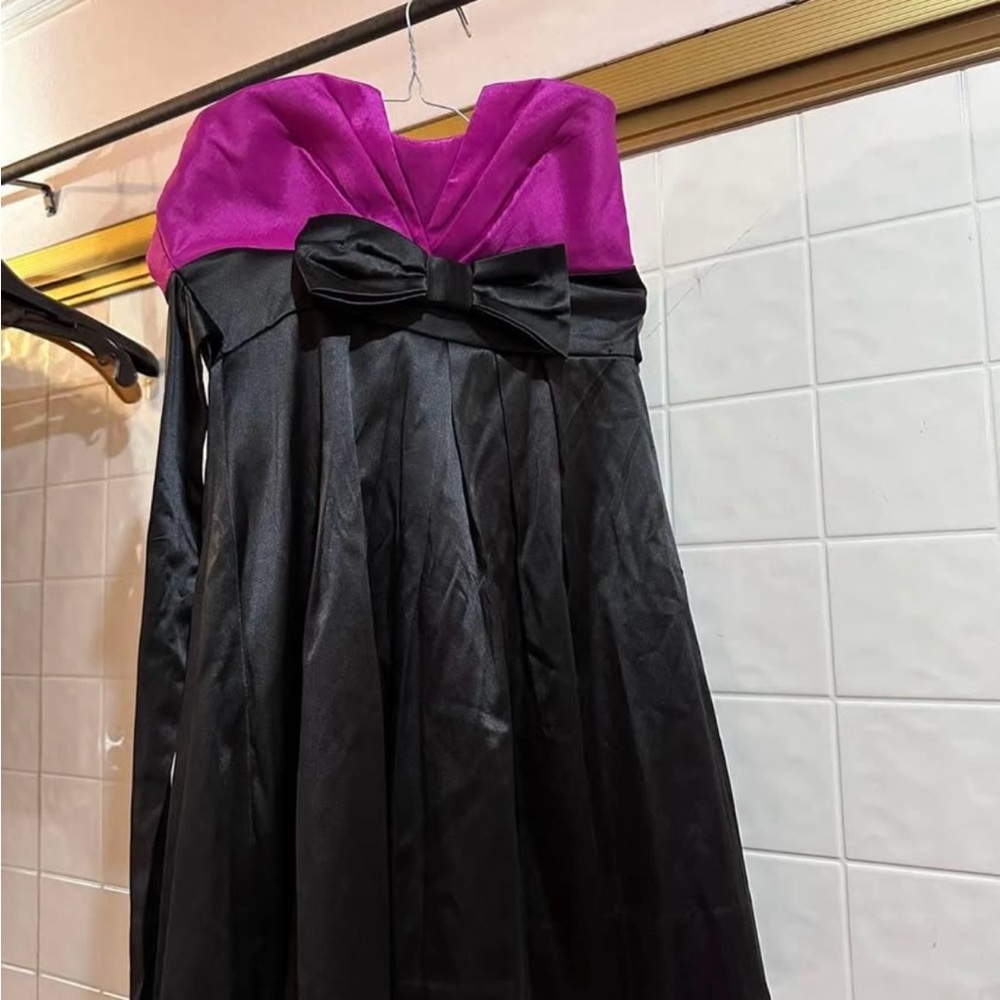 Magenta/Black Formal Mini Dress